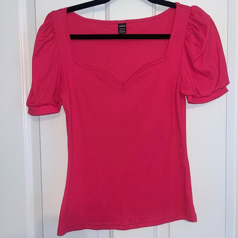 H&M Women's Pink Puff Sleeve Top
